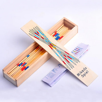 Горещи бебешки образователни дървени традиционни пръчки Mikado Spiel Pick Up Sticks с кутия Детска забавна игра за обучение Играчки Подарък Нова разпродажба