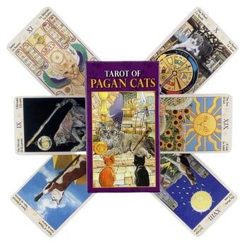 Мини размер Tarot of Pagan Cats Cards A 78 English Visions Divination Edition Deck Borad Games