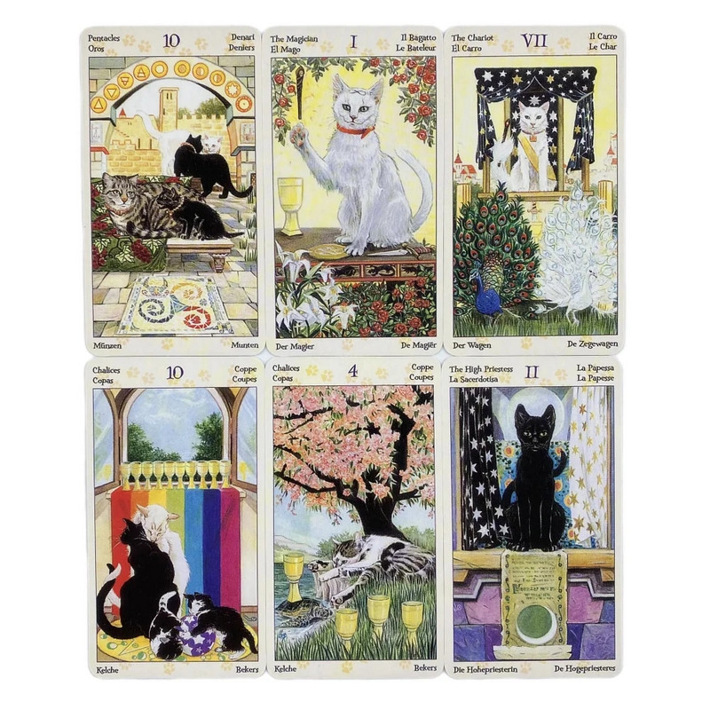 Mažo dydžio pagoniškų kačių kortų tarot 78 anglų vizijos, būrimo leidimas, Borad žaidimai