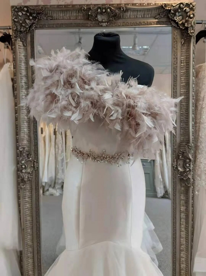 Κορδέλα 1 Yard Soft White Feather γαλοπούλας 10-15cm Αφράτα φυσικά φτερά Δαντέλα κρόσσια για διακόσμηση νυφικού Craft Plume