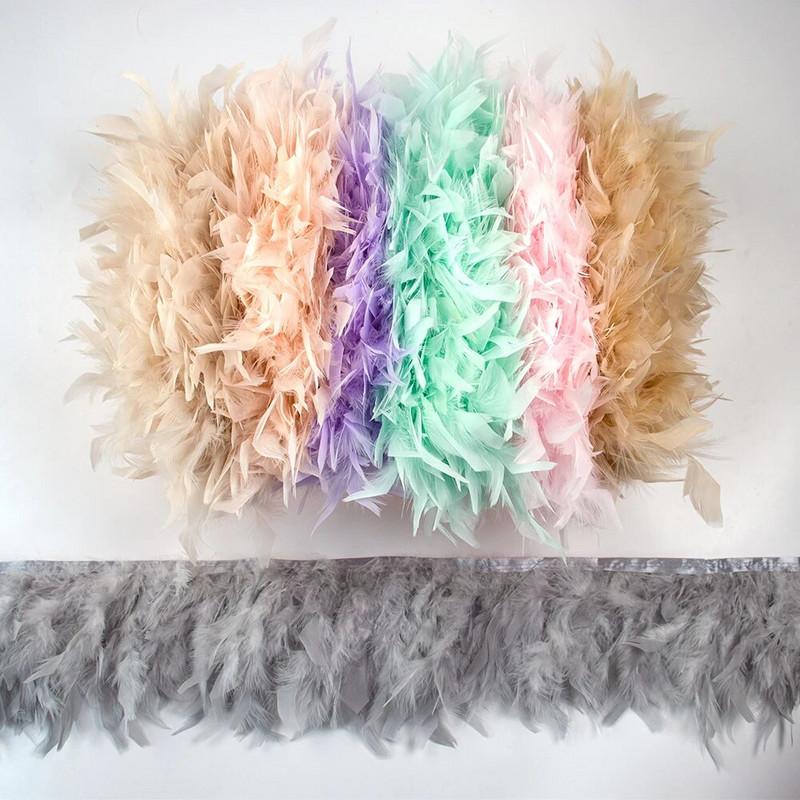 Κορδέλα 1 Yard Soft White Feather γαλοπούλας 10-15cm Αφράτα φυσικά φτερά Δαντέλα κρόσσια για διακόσμηση νυφικού Craft Plume
