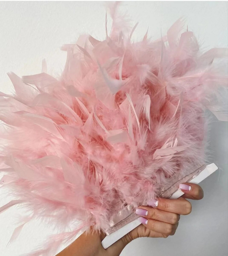 Κορδέλα 1 Yard Soft White Feather γαλοπούλας 10-15cm Αφράτα φυσικά φτερά Δαντέλα κρόσσια για διακόσμηση νυφικού Craft Plume