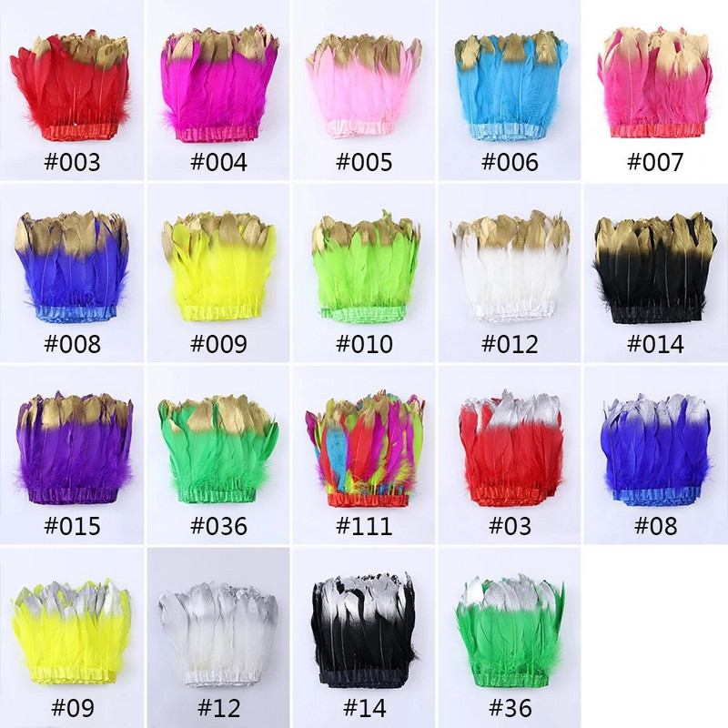 Veleprodaja Zlatno Srebrno guščje perje Obrub resama Ukrasi vjenčanica Perje za rukotvorine Traka od guščijeg perja Diy dodaci