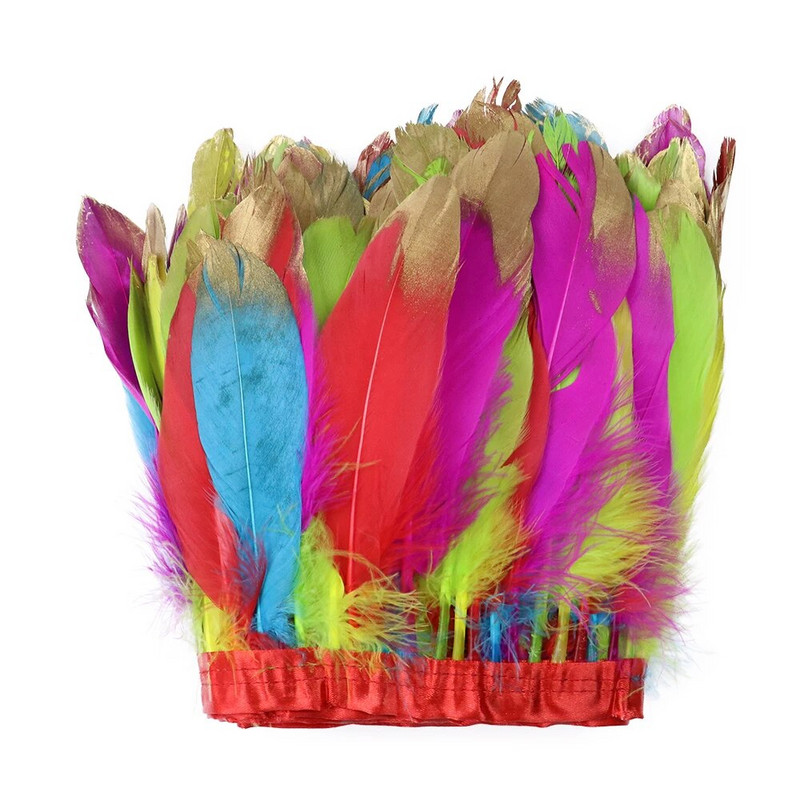 Veleprodaja Zlatno Srebrno guščje perje Obrub resama Ukrasi vjenčanica Perje za rukotvorine Traka od guščijeg perja Diy dodaci