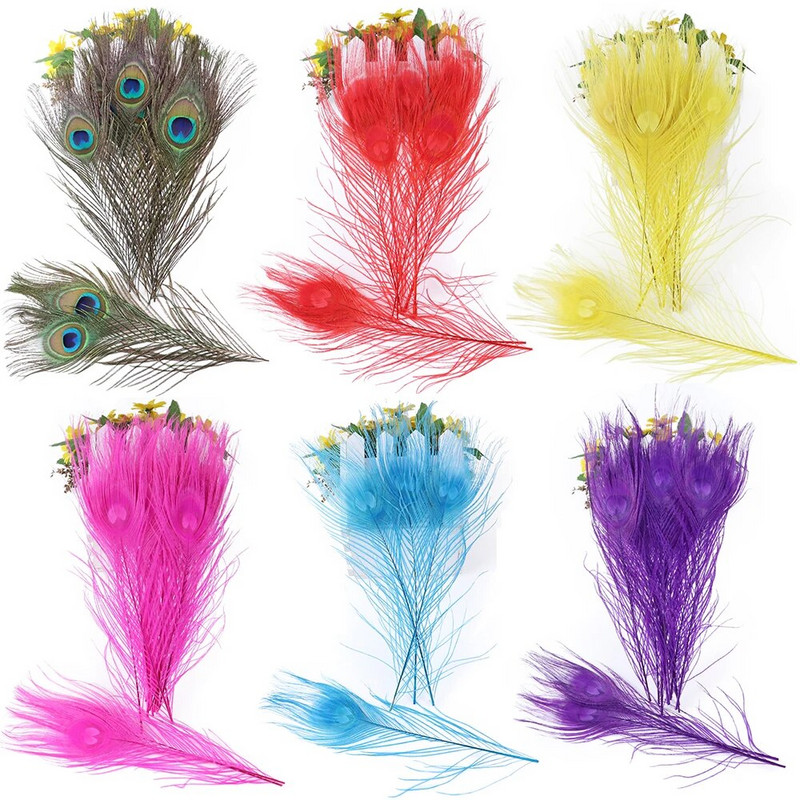 25-30 CM Värviline paabulinnu sulg Looduslikud suured silmad sulg 10-12 tolli pulmade koduriided peokaunistused isetegemise tarvikud
