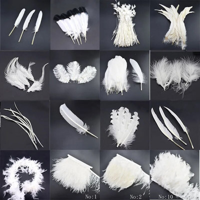 New white ostrich Goose Pheasant feathers for Crafts DIY ostrich feathers trimming Fringe Sewing clothes plumes Party decoration