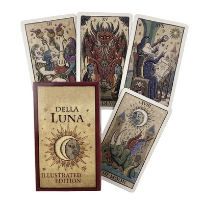 Della Luna Taro kortos iliustruotas leidimas Aukštos kokybės stalo žaidimai, skirti likimo būrimui, vakarėlio pramogoms Oracle Deck