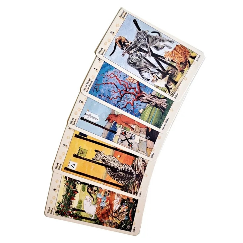Katės Pagan Cat 10,7x6,3 dydžio Oracle kortelės Taro vakarėlis Asmeninės pramogos Skaitymo vadovas Stalo kortų žaidimas