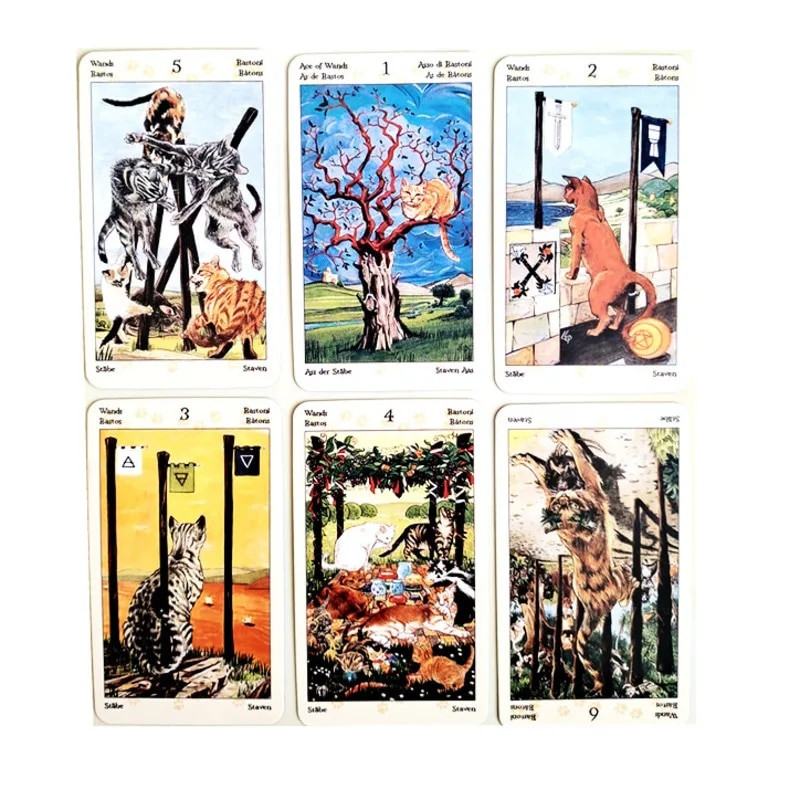 Katės Pagan Cat 10,7x6,3 dydžio Oracle kortelės Taro vakarėlis Asmeninės pramogos Skaitymo vadovas Stalo kortų žaidimas