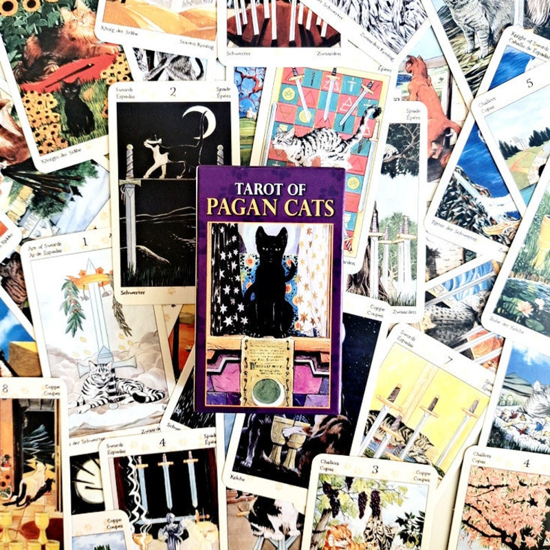 Katės Pagan Cat 10,7x6,3 dydžio Oracle kortelės Taro vakarėlis Asmeninės pramogos Skaitymo vadovas Stalo kortų žaidimas