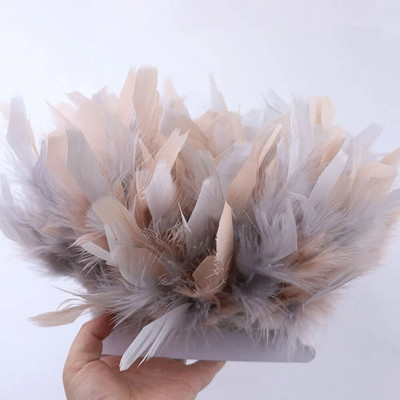 Panglică cu pene de curcan în două culori, 10-15 CM, decorare cu panglică pentru rochie de petrecere de nuntă, cusut, artizanat, penne