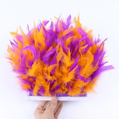 Panglică cu pene de curcan în două culori, 10-15 CM, decorare cu panglică pentru rochie de petrecere de nuntă, cusut, artizanat, penne