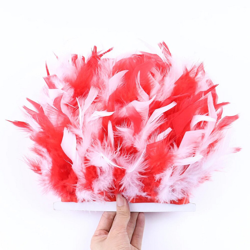 1 metar Dvobojna vrpca s ukrasima od purećeg perja 10-15 CM Ukrasna vrpca za vjenčanicu Odjeća Šivanje Rukotvorine Perjanice