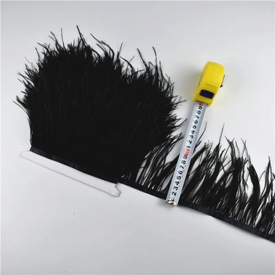 Panglică cu pene de struț pe bandă de 10-15 cm, 4-6" lungă, cu pene albe, decorațiuni pentru haine, decorațiuni de flecos