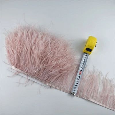 Panglică cu pene de struț pe bandă de 10-15 cm, 4-6" lungă, cu pene albe, decorațiuni pentru haine, decorațiuni de flecos