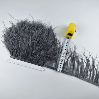 Panglică cu pene de struț pe bandă de 10-15 cm, 4-6" lungă, cu pene albe, decorațiuni pentru haine, decorațiuni de flecos