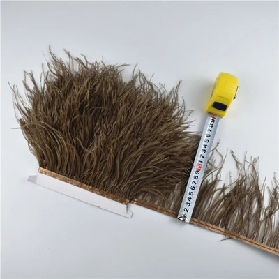 Panglică cu pene de struț pe bandă de 10-15 cm, 4-6" lungă, cu pene albe, decorațiuni pentru haine, decorațiuni de flecos