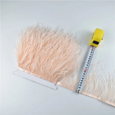 Panglică cu pene de struț pe bandă de 10-15 cm, 4-6" lungă, cu pene albe, decorațiuni pentru haine, decorațiuni de flecos
