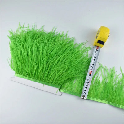 Panglică cu pene de struț pe bandă de 10-15 cm, 4-6" lungă, cu pene albe, decorațiuni pentru haine, decorațiuni de flecos