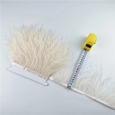 Panglică cu pene de struț pe bandă de 10-15 cm, 4-6" lungă, cu pene albe, decorațiuni pentru haine, decorațiuni de flecos
