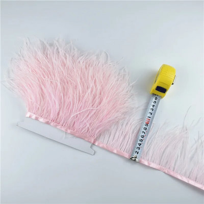 Panglică cu pene de struț pe bandă de 10-15 cm, 4-6" lungă, cu pene albe, decorațiuni pentru haine, decorațiuni de flecos