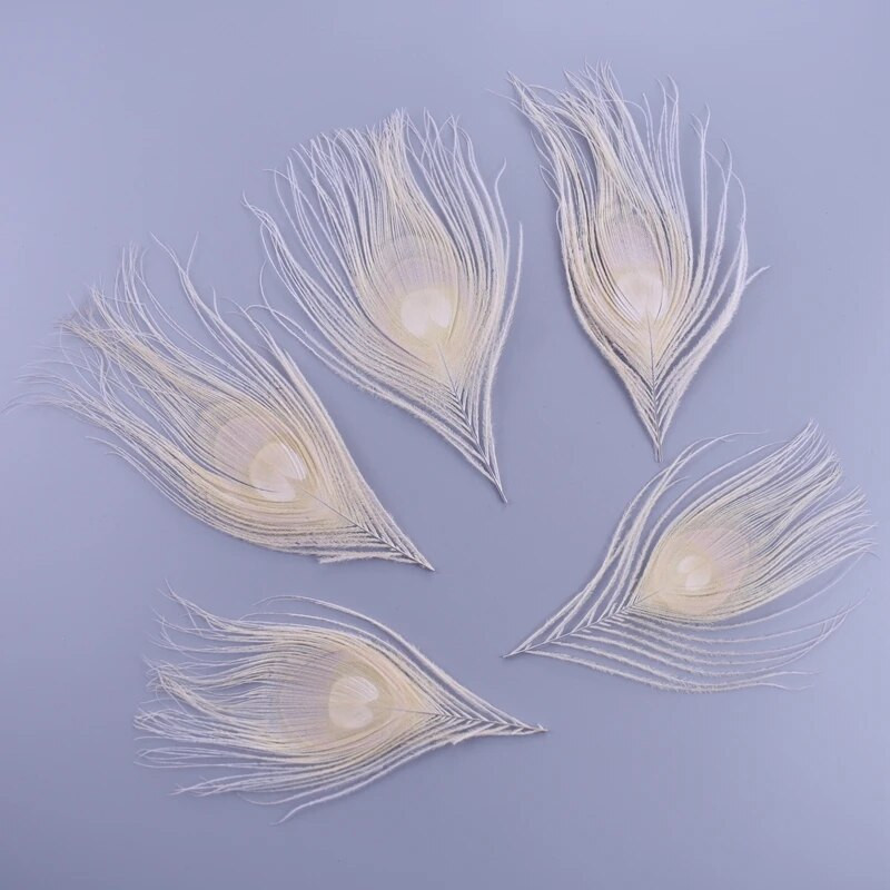 10 vnt / partija Baltos povo plunksnos akių rankdarbiai 10-15cm 4-6" tikros povo plunksnos papuošalams gaminti auskarai.