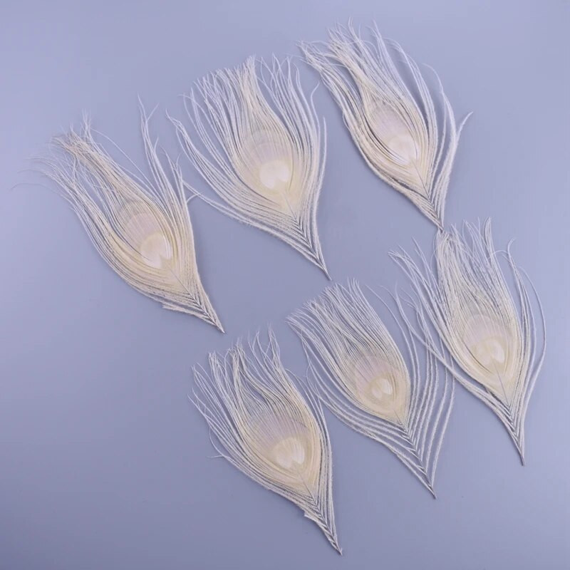 10 vnt / partija Baltos povo plunksnos akių rankdarbiai 10-15cm 4-6" tikros povo plunksnos papuošalams gaminti auskarai.