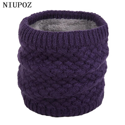 Moda femei iarnă unisex eșarfă inel solidă caldă bărbați bandană eșarfă din lână tricotată bentiță tubulară plus catifea