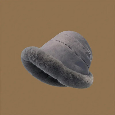 Žieminė kepurė moterims Dirbtinio kailio pūkuota kibiro kepurė moterims Prabangi pliušinė storo sniego kailio kibiro kepurė Minkšta Panamos kepurė