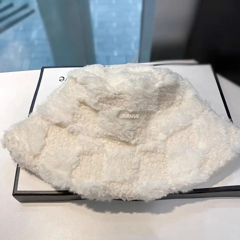 Mados žiemos mergaičių berniukui kibiro kepurė ėrienos vilnos raidė Žvejo skrybėlė languota plokščios kepuraitės lauke storos šiltos panamos kepuraitės moterims