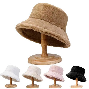 Καπέλα από ψεύτικη γούνα με χνουδωτό κάδο Γυναικεία Άντρες Φθινοπωρινό, ζεστό μαλακό χειμωνιάτικο καπέλο βελούδο, Casual καπέλο ψαρά, μόδα Panama Cap 2023