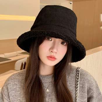 Καπέλο ψαρά νέο καπέλο χειμώνα ζεστό γυναικείο καπέλο μόδας κορεατικού στυλ με κυματιστό σχέδιο αρνιού μαλλί ψαρά καπέλο ψηλό