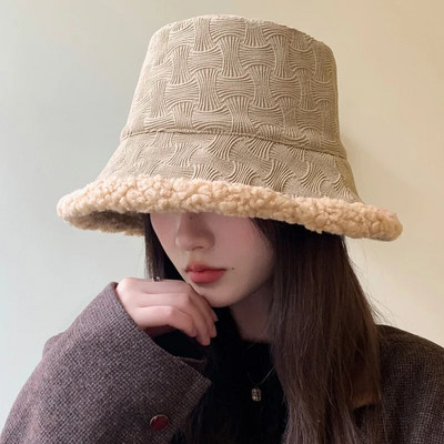 Kalamehemüts uus müts talvine soe naiste Korea stiilis moodne valamumüts lainelise mustriga kahepoolne lambavill kalamehemüts hig