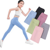 Tavasz ősz lány nadrág fekete pamut spandex Bobbi futó jóga nadrág magas derekú sport leggings tornaterem gyerekek gyerekek vékony feszes