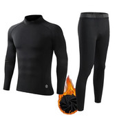 Gyerekek téli magas galléros sportfelső hosszú ujjú ingek kompressziós leggings férfi polár termál fehérnemű edzés második bőr