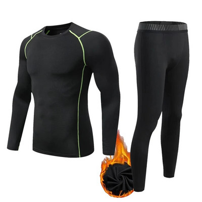 Gyerekek téli magas galléros sportfelső hosszú ujjú ingek kompressziós leggings férfi polár termál fehérnemű edzés második bőr