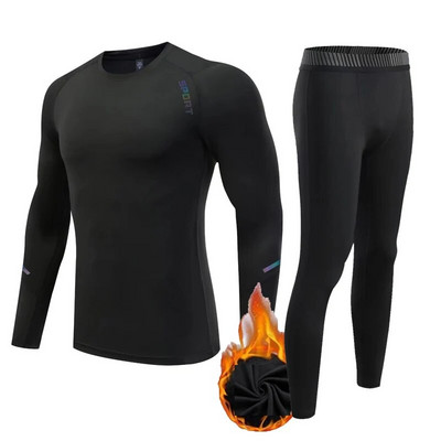 Gyerekek téli magas galléros sportfelső hosszú ujjú ingek kompressziós leggings férfi polár termál fehérnemű edzés második bőr