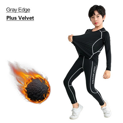 Детски анцуг за момче, Бързосъхнещо спортно облекло с компресия за бягане, баскетбол, фитнес, детско термо бельо