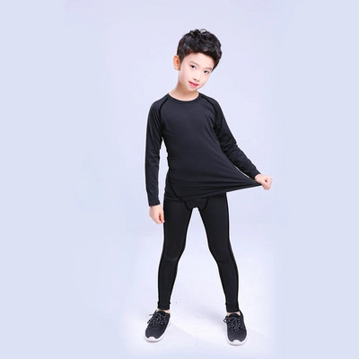 Зимен комплект топло термо бельо деца момчета момичета плюс кадифе топло термо бельо дълъг ръкав фитнес спортно облекло