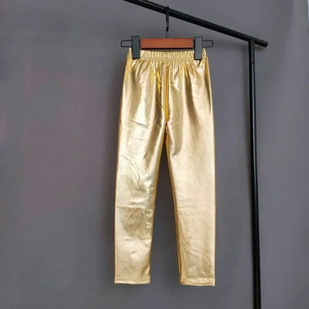 Χρυσό ασημί κολάν παιδικό παντελόνι κορίτσια Άνοιξη φθινόπωρο Παιδικά ελαστικά κολάν από συνθετικό δέρμα Skinny Pencil Παντελόνι Κοριτσίστικο κολάν