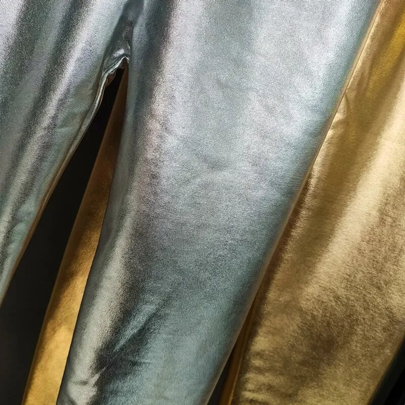 Auksinės sidabrinės antblauzdžiai vaikiškos kelnės mergaičių pavasario rudens vaikams elastinės dirbtinės odos antblauzdžiai siauros pieštukų kelnės Mergaičių antblauzdžiai