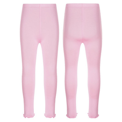 Детски момичета Едноцветни клинове с волани Ежедневни костюми Еластичен колан със средна талия Тесни панталони Основен слой Домашно облекло