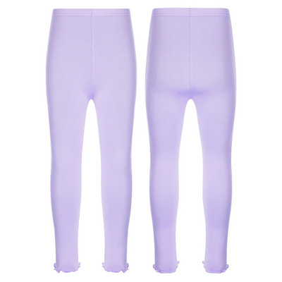 Детски момичета Едноцветни клинове с волани Ежедневни костюми Еластичен колан със средна талия Тесни панталони Основен слой Домашно облекло