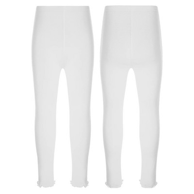 Детски момичета Едноцветни клинове с волани Ежедневни костюми Еластичен колан със средна талия Тесни панталони Основен слой Домашно облекло