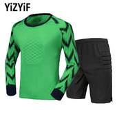 Детска футболна вратарска униформа за момчета с дълъг ръкав, мека подплатена горна фланелка Комплект къси панталони Футболна баскетболна игра Тренировка Спортно облекло