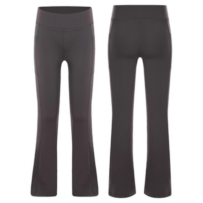 2023 Детски момичета Йога панталони с висока талия Едноцветни спортни клинове с камбанка Ежедневни модни дишащи меки издути панталони