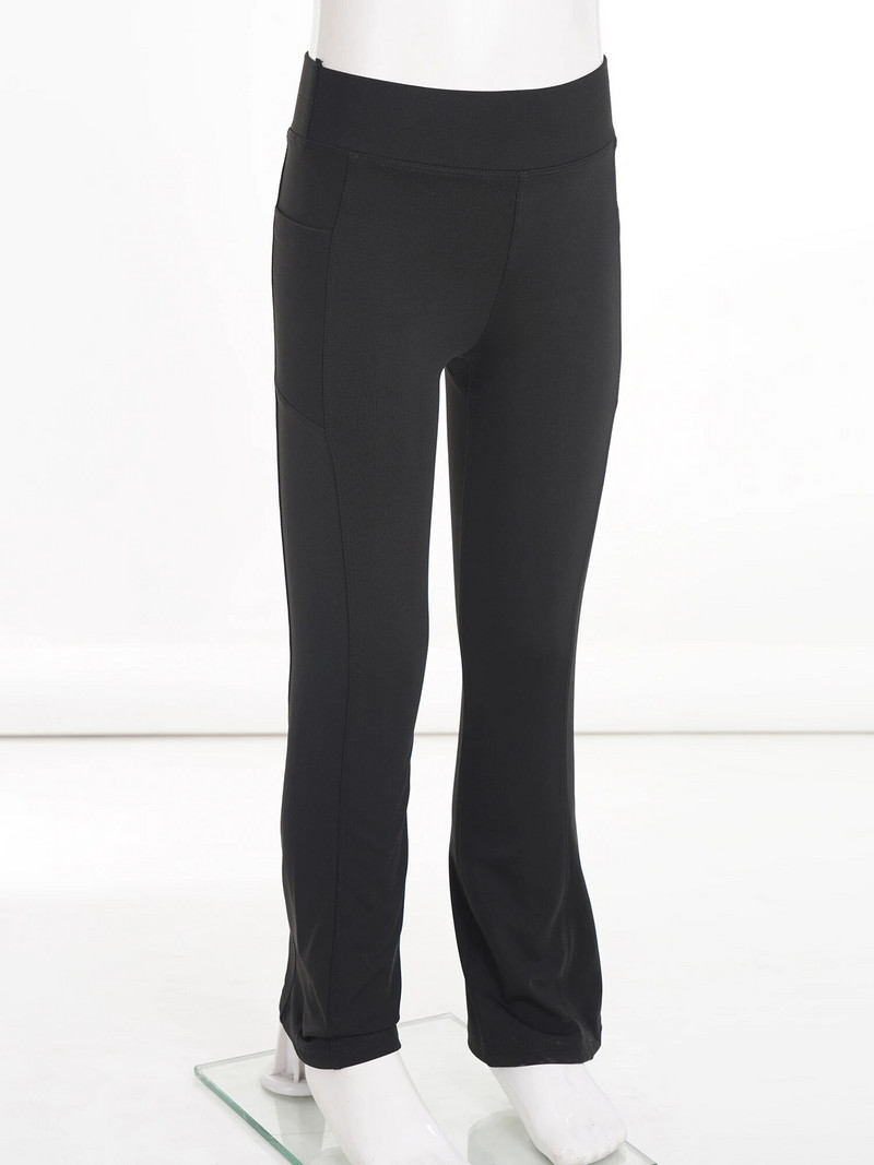 2023 Детски момичета Йога панталони с висока талия Едноцветни спортни клинове с камбанка Ежедневни модни дишащи меки издути панталони