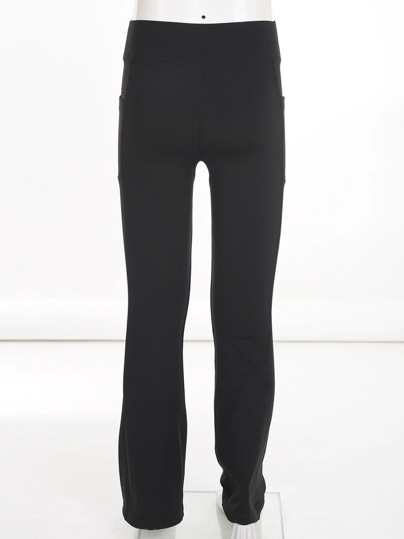 2023 Детски момичета Йога панталони с висока талия Едноцветни спортни клинове с камбанка Ежедневни модни дишащи меки издути панталони