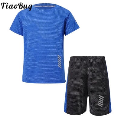 Καυτή καλοκαιρινή παιδική φόρμα για αγόρια, κοντομάνικο μπλουζάκι με σορτς Quick Dry Αθλητικά Ενδύματα προπόνησης για παιχνίδι μπάσκετ ποδοσφαίρου