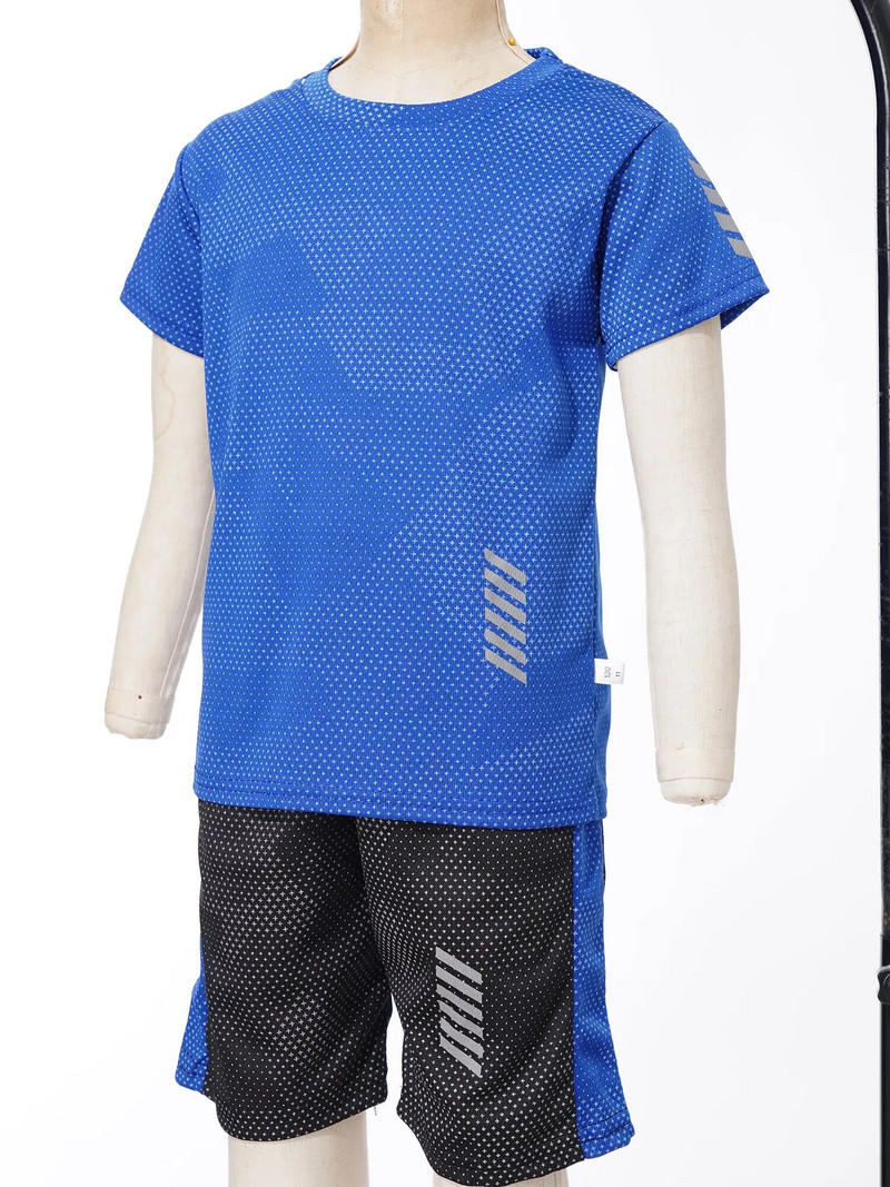 Горещо лято Детски момчешки спортен костюм Тениска с къс ръкав с бързосъхнещи шорти Спортно облекло Футбол Баскетбол Игра Тренировъчни костюми